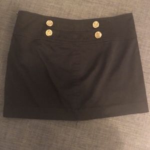 Express Black Micro Mini Skirt with Gold Buttons (size 8)